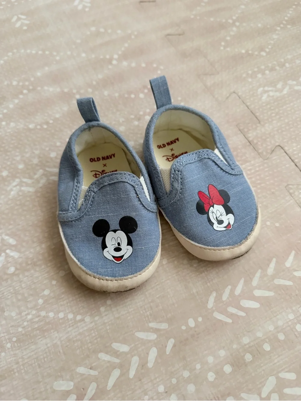 Old Navy Blue Mickey & Minnie Slip-On Baby Shoes